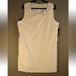 NY & CO LADIES DRESS NEW 18 WHITE EYELET SHEATH PREPPY SLEEVELESS